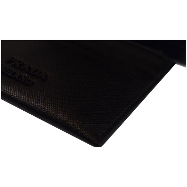 PRADA Smalto Charm Leather Card Case Black