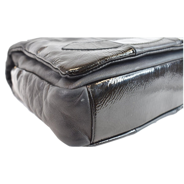 CHANEL Brooklyn Patchwork Flap Patent Leather Shoulder Bag Black