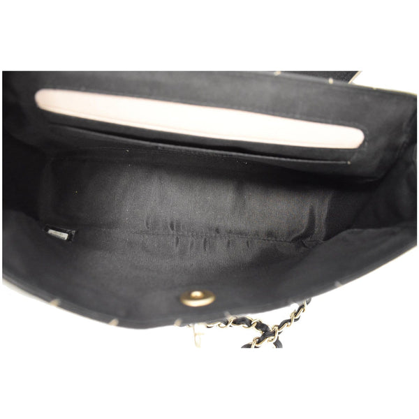 CHANEL Chevron Contrast Quilted Lambskin Flap Shoulder Bag Black