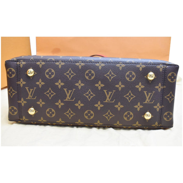 LOUIS VUITTON  Flower Monogram Canvas Tote Shoulder Bag Brown/Red