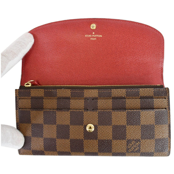 LOUIS VUITTON Emilie Damier Ebene Wallet Brown