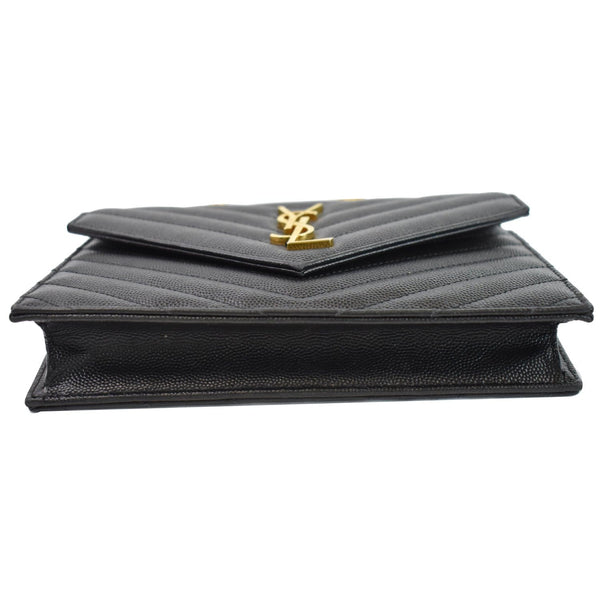 YVES SAINT LAURENT Envelope Monogram Leather Crossbody Chain Wallet Black