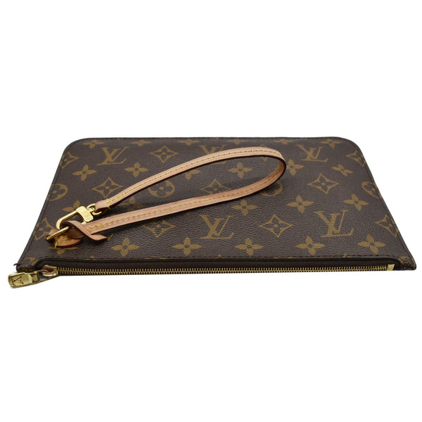 LOUIS VUITTON Neverfull MM Monogram Canvas Pochette Wristlet Pouch Brown