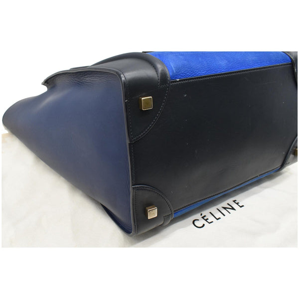 CELINE Mini Luggage Nubuck Calfskin Suede Leather Tote Bag Tri-Color