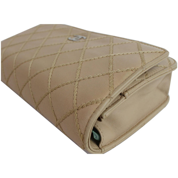 CHANEL Diamond Stitch Wallet On Chain Calfskin WOC Crossbody Bag Beige