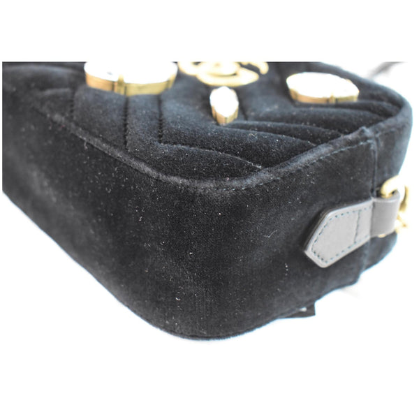 GUCCI GG Marmont Mini Marquise Crystal Velvet Crossbody Bag 448065