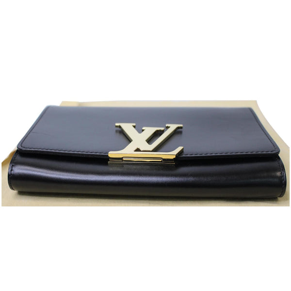Louis Vuitton Chain Louise GM Noir Leather Canvas Bag logo