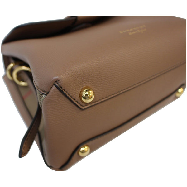 BURBERRY Camberley Small House Check Leather Shoulder Bag Beige