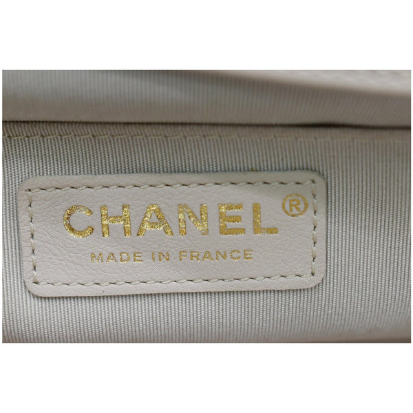 CHANEL Medium Boy Flap Calfskin Leather Shoulder Bag Light Cream