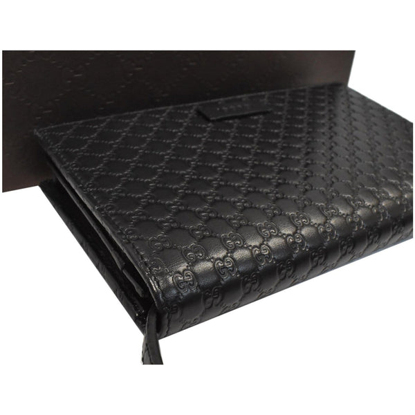 GUCCI GG Micro Guccissima Leather Crossbody Wallet Black 466507