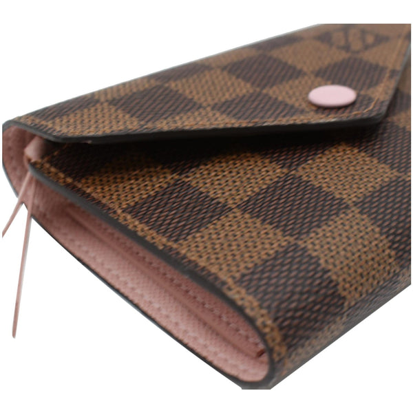 LOUIS VUITTON Victorine Damier Ebene Canvas Wallet Rose Ballerina