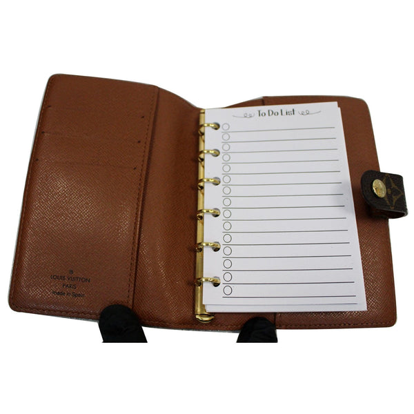 opened lv Agenda PM Monogram Canvas Planner Pouch