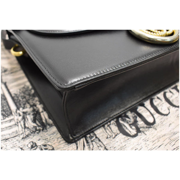 GUCCI Logo Plaque Leather Shoulder Bag Black 589471