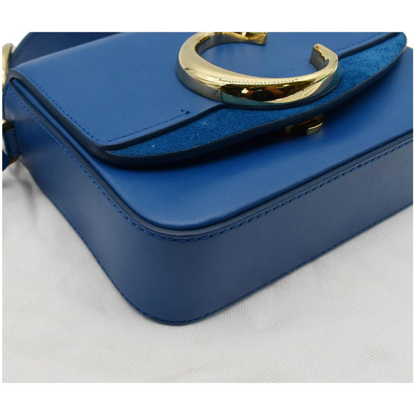 Chloe Mini C Flap Suede Leather Crossbody Bag Blue - DDH