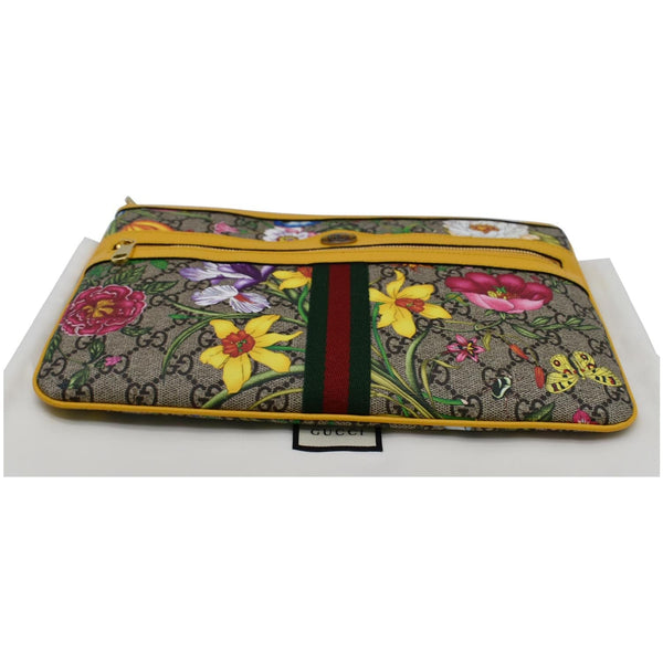 GUCCI Large Ophidia Flora GG Monogram Leather Pouch Clutch Bag Multicolor 517551
