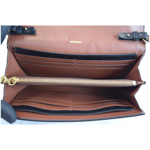 BURBERRY Monogram Stripe E-canvas Strap Wallet Brown