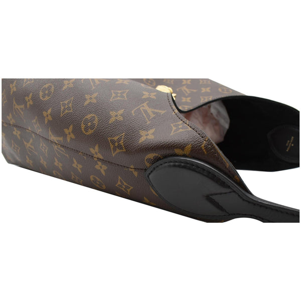 LOUIS VUITTON Flower Monogram Canvas Shoulder Hobo Bag Brown