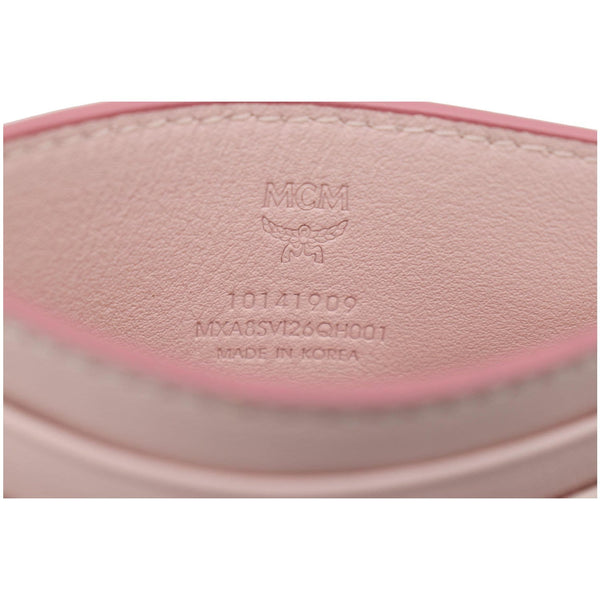 MCM Mini Visetos Monogram Canvas Card Holder Pink