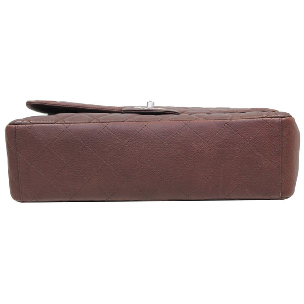 CHANEL Maxi Classic Flap Caviar Leather Shoulder Bag Brown