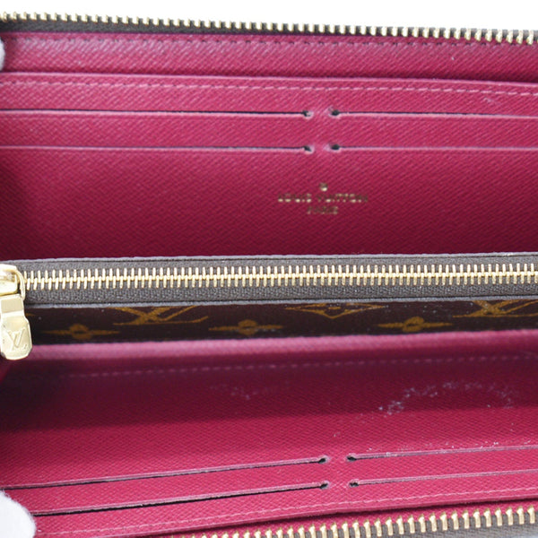 LOUIS VUITTON Clemence Monogram Canvas Zippy Wallet Brown