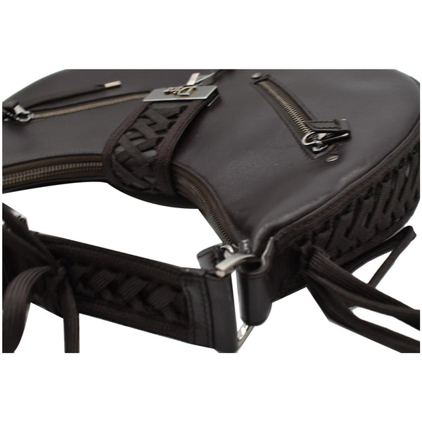 CHRISTIAN DIOR Lace Up Admit It Leather Hobo Bag Dark Brown