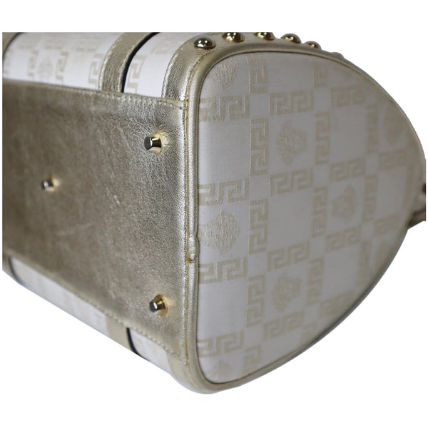 VERSACE Snap Out Of It Medusa Jacquard Boston Handbag Silver