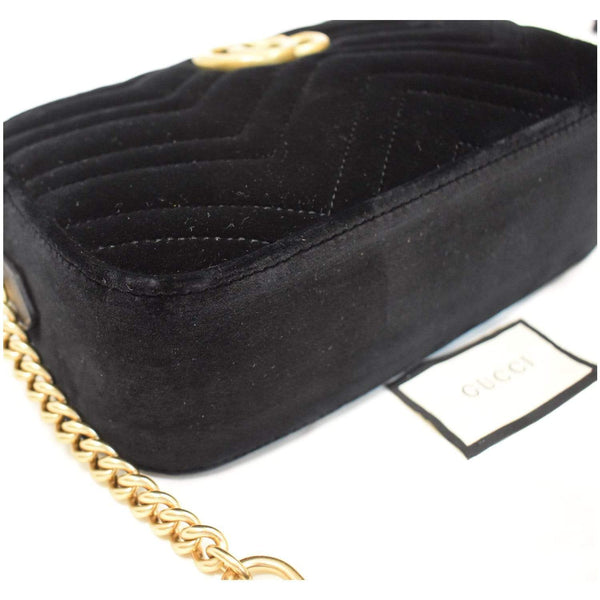 Gucci GG Marmont Small Velvet Shoulder Bag Black - bottom view | DDH