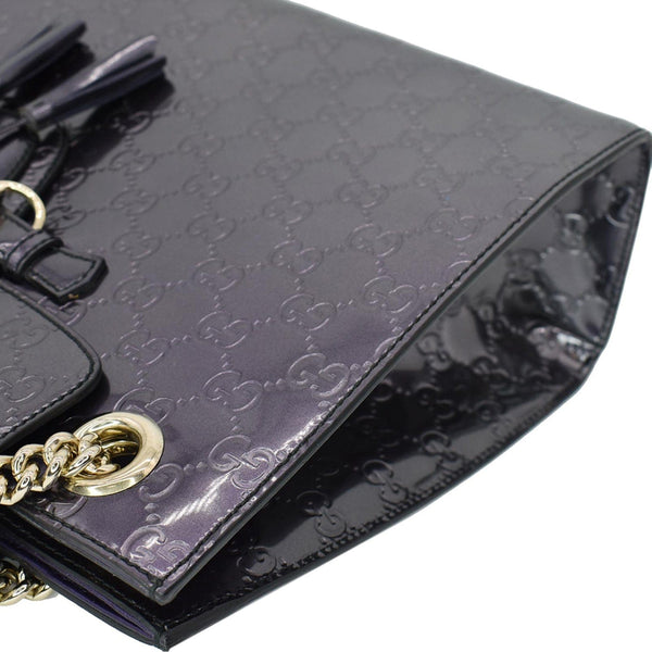GUCCI Emily Large Guccissima Patent Leather Shoulder Bag Dark Violet 295403