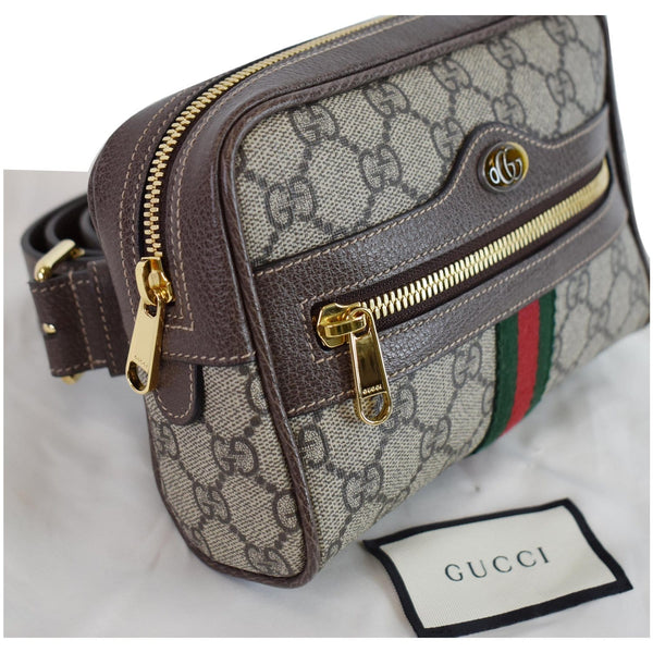 GUCCI Ophidia Small GG Supreme Canvas Web Belt Bag Brown 517076