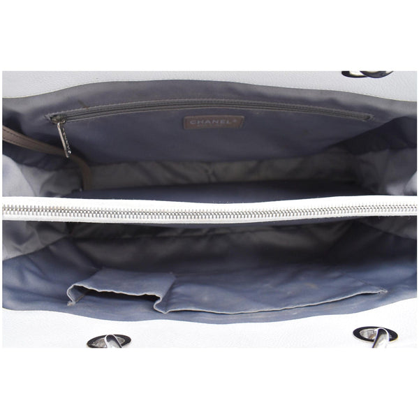 CHANEL XL Grand Quilted Caviar Leather Shopping Tote Bag White