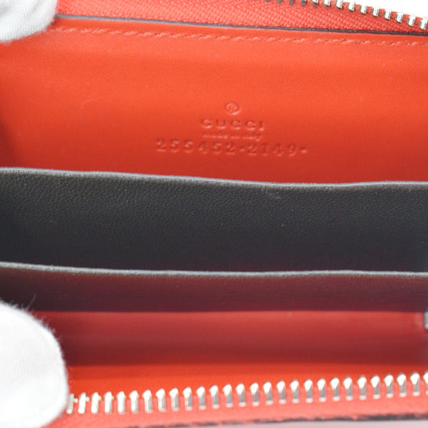 GUCCI GG Leather Zip Around Wallet Red 255452