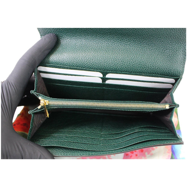 Gucci Zumi Grainy Leather Continental Wallet Dark Green - interior