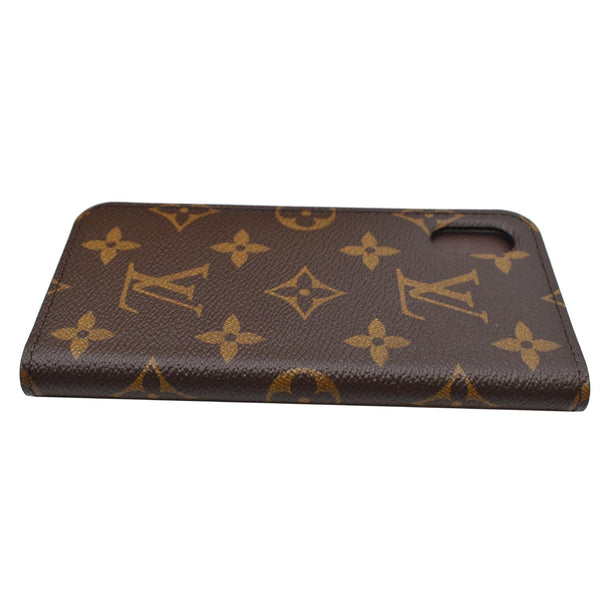 LOUIS VUITTON iPhone X Folio Monogram Canvas Phone Case Brown