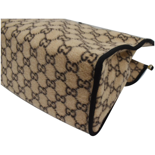 GUCCI GG Monogram Wool Tote Shoulder Bag Beige 598169