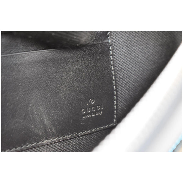 GUCCI Blade Embroidery Leather Wristlet Pouch Black 597678