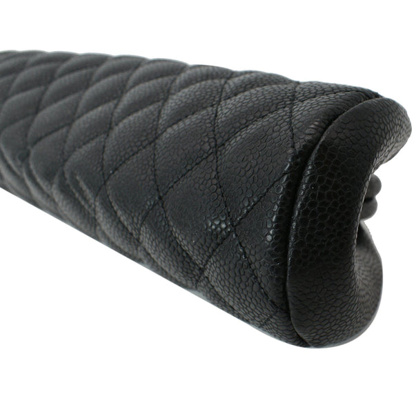 CHANEL Timeless Caviar Quilted Leather Clutch Black