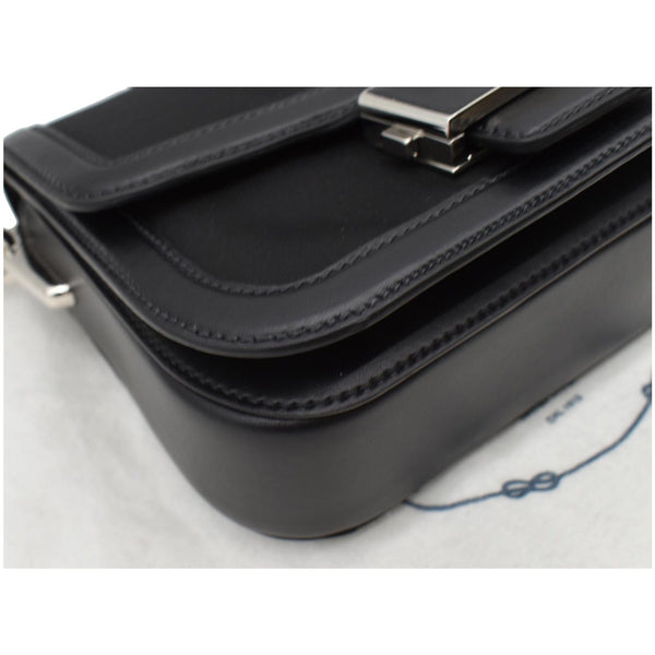 PRADA Nylon Leather Shoulder Bag Black