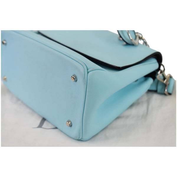 CHRISTIAN DIOR Be Dior Small Leather Flap Shoulder Bag Light Blue