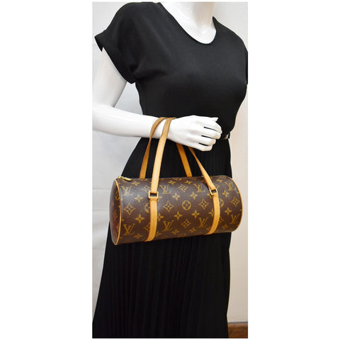 LOUIS VUITTON Papillon 26 Monogram Canvas Satchel Bag Brown
