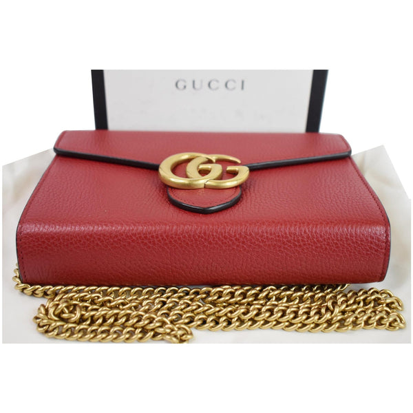 GUCCI GG Marmont Leather Crossbody Chain Wallet Red 401232