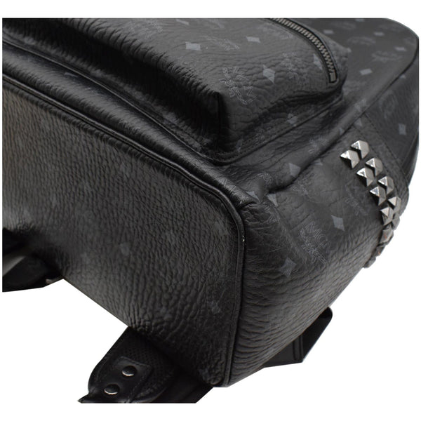 MCM Stark Side Stud Visetos Canvas Backpack Bag Black