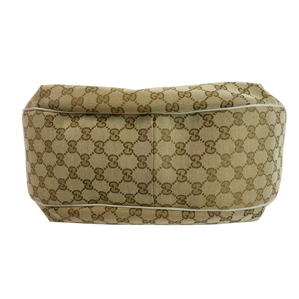 Gucci Emily Medium GG Canvas Hobo Shoulder Bag Beige flat bottom\