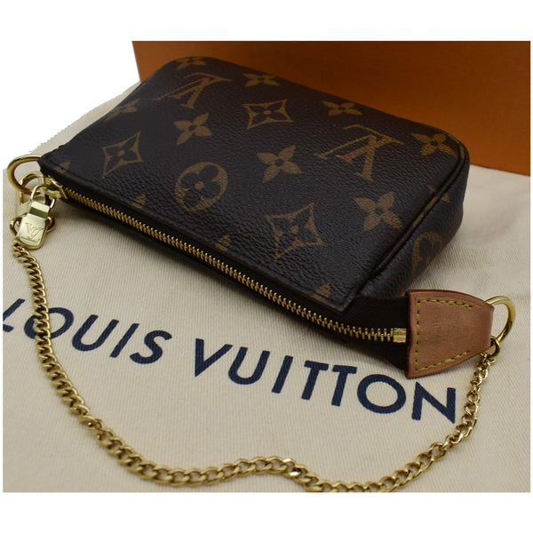 LOUIS VUITTON Mini Pochette Monogram Canvas Accessories Pouch Brown