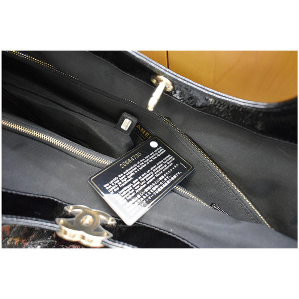 CHANEL 31 Large Leaves Printed Leather Shopping Shoulder Bag Black