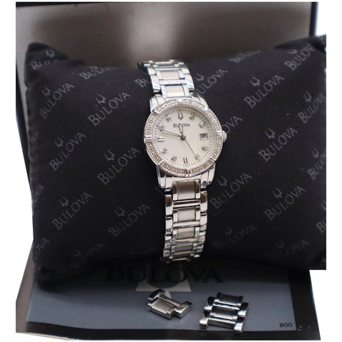 Bulova Diamond Quartz Stainless Steel Date Watch