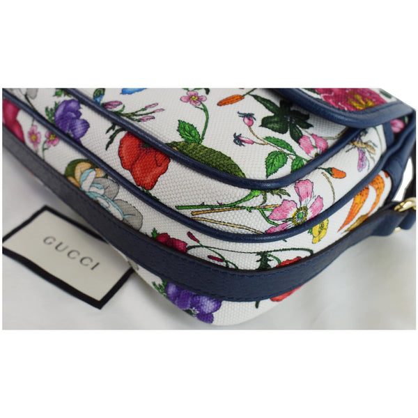GUCCI Small Flora Canvas Tote Shoulder Bag Blue 550147