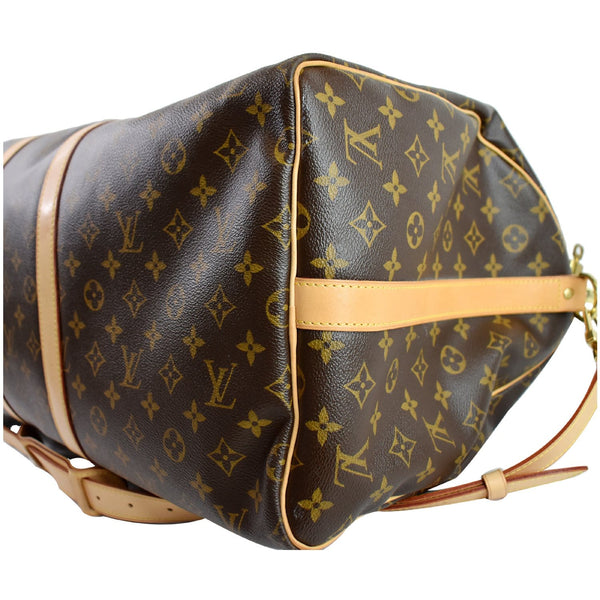 Louis Vuitton Keepall Bandouliere 55 Canvas Travel Bag bottom edge