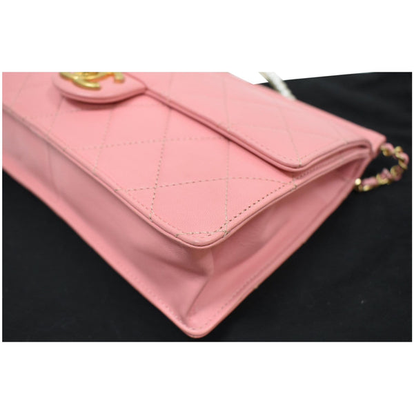 CHANEL Matelasse Costume Pearl Leather Shoulder Bag Pink