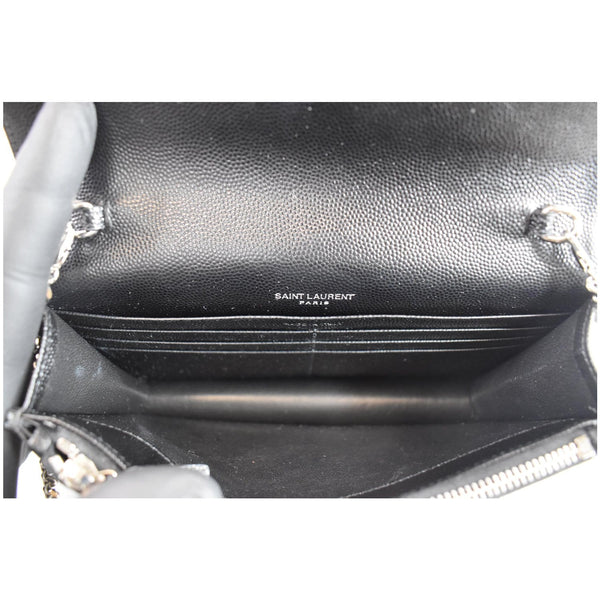 YVES SAINT LAURENT Envelope Monogram Leather Crossbody Chain Wallet Black
