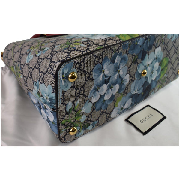 GUCCI Blooms GG Floral Supreme Canvas Leather Satchel Bag Red 546316